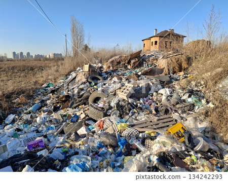 Garbage on the nature outside the city Garbage on the nature outside the city 134242293