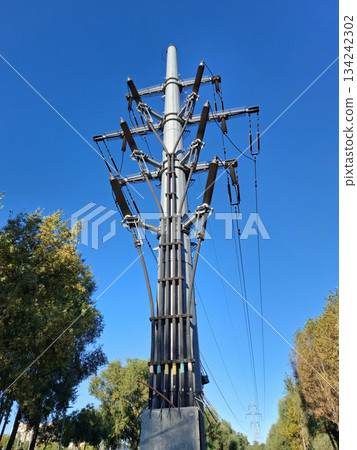Power lines. Overhead-to-underground termination structure 134242302