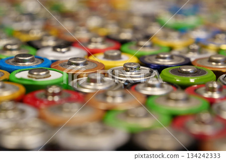 Many multicolored used batteries Many multicolored used batteries 134242333