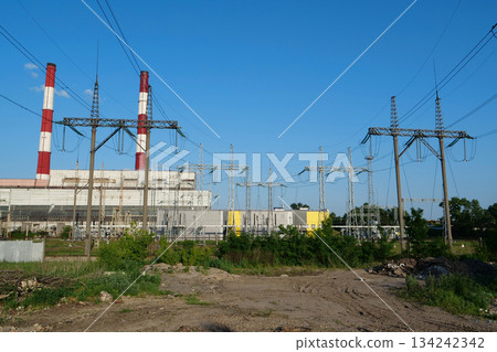 Heat electric power station and electric transmission towers Heat electric power station and electric transmission towers 134242342
