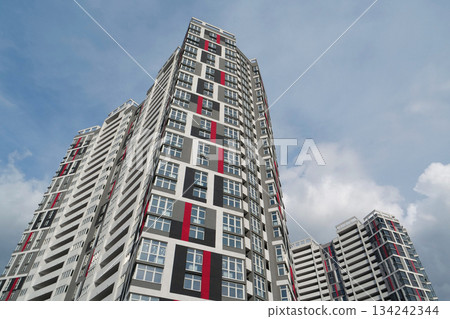 Storm clouds over residential district 134242344
