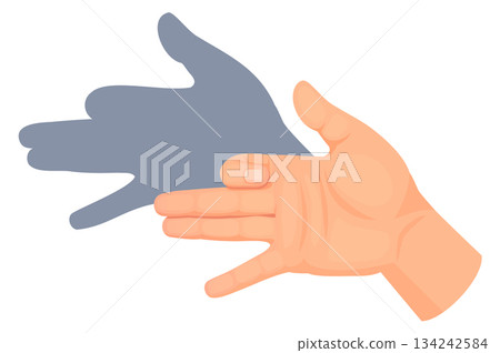 Barking dog silhouette. Shadow theater play gesture 134242584