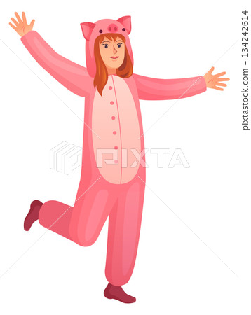 Cozy pig kigurumi outfit. Cartoon adult pajamas Cozy pig kigurumi outfit. Cartoon adult pajamas 134242614