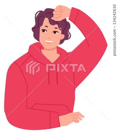 Positive looking guy. Young cheerful happy person Positive looking guy. Young cheerful happy person 134242630