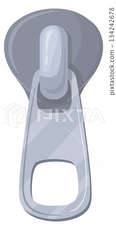 Metal zip puller cartoon icon. Tailor clasp Metal zip puller cartoon icon. Tailor clasp 134242678