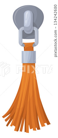Zip puller with decorative tassel. Cartoon fashion clasp Zip puller with decorative tassel. Cartoon fashion clasp 134242680