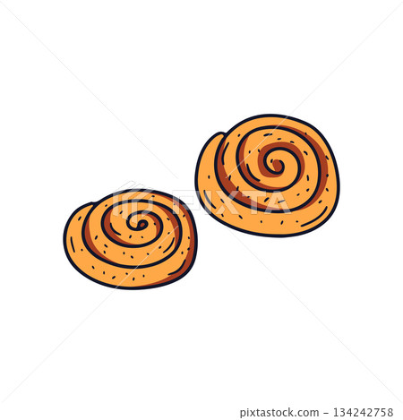 Hand drawn cinnamon roll icon vector illustration 134242758