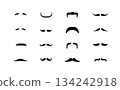 Set of moustaches in various shapes, silhouettes Set of moustaches in various shapes, silhouettes 134242918