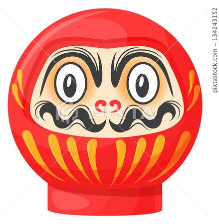 Japanese monk doll. Red head toy icon Japanese monk doll. Red head toy icon 134243152