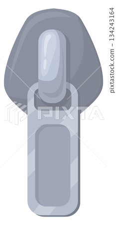 Steel zipper pull cartoon icon. Sewing fastener Steel zipper pull cartoon icon. Sewing fastener 134243164