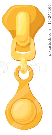 Golden fastener. Metal clasp for sewing clothes cartoon icon 134243166
