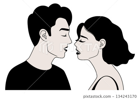 Romance black logo. Man and woman love each other Romance black logo. Man and woman love each other 134243170