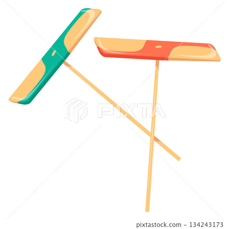 Taketombo cartoon icon. Bamboo copter wooden toy 134243173