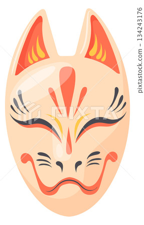 Kabuki theater mask cartoon icon. Japanese culture symbol 134243176