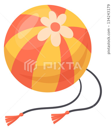 Japanese colorful ball in vintage style. Asian toy 134243179