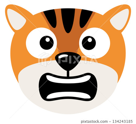Astonished tiger face. Cartoon animal head expression Astonished tiger face. Cartoon animal head expression 134243185