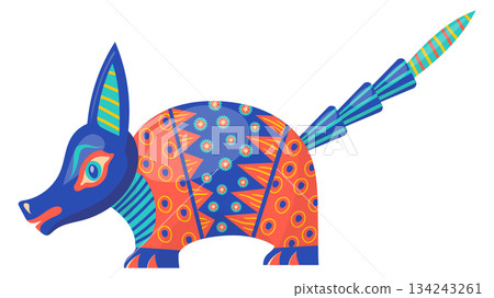 Decorative armadillo with mexican folk painting. Ethnic animal pattern Decorative armadillo with mexican folk painting. Ethnic animal pattern 134243261