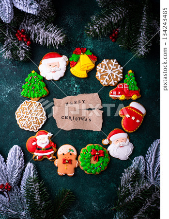 Homemade Christmas gingerbread cookies with Icing Homemade Christmas gingerbread cookies with Icing 134243485