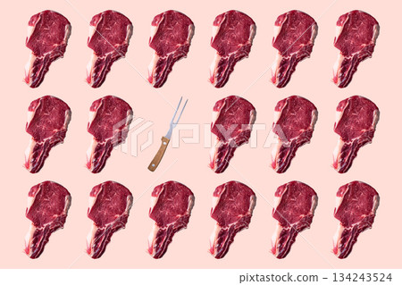 Raw uncooked beef steak or entrecote, isolated pattern Raw uncooked beef steak or entrecote, isolated pattern 134243524