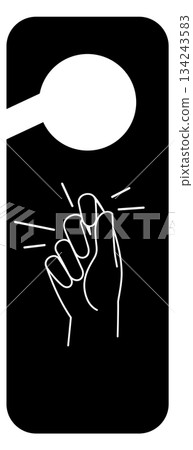 Door knob hanger sign with knock hand symbol Door knob hanger sign with knock hand symbol 134243583
