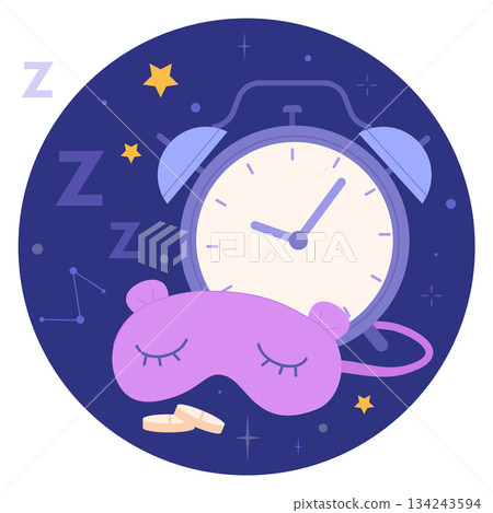 Healthy sleep icon. Bedtime and comfort sleeping mask 134243594