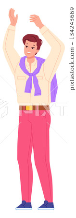 Happy man excited. Admiration gesture. Cheering person Happy man excited. Admiration gesture. Cheering person 134243669