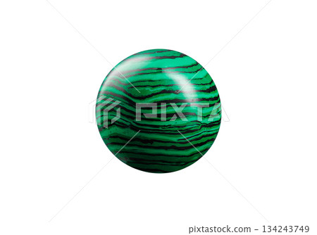 Vibrant Malachite Ball on Isolated Background Vibrant Malachite Ball on Isolated Background 134243749