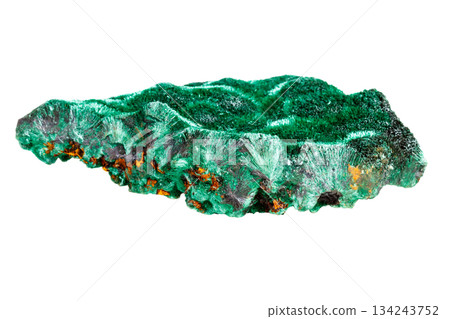 Natural malachite stone with distinctive green copper ore patterns displaying geological mineral Natural malachite stone with distinctive green copper ore patterns displaying geological mineral 134243752