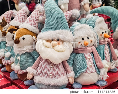 Plush Snowmen, Reindeer, and Gnome Toys in Pastel Blue and Pink Tones Plush Snowmen, Reindeer, and Gnome Toys in Pastel Blue and Pink Tones 134243886