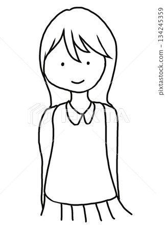 一位長著黑髮、身穿藏藍色背心、白色襯衫和藏藍色裙子的女性正面照。 一位長著黑髮、身穿藏藍色背心、白色襯衫和藏藍色裙子的女性正面照。 134245359