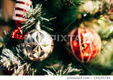 Christmas tree decorating celebrating holiday season 134245784