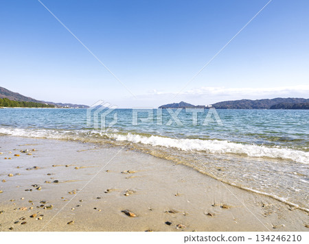 Beautiful white waves crashing on Amanohashidate and Miyazu Bay 134246210
