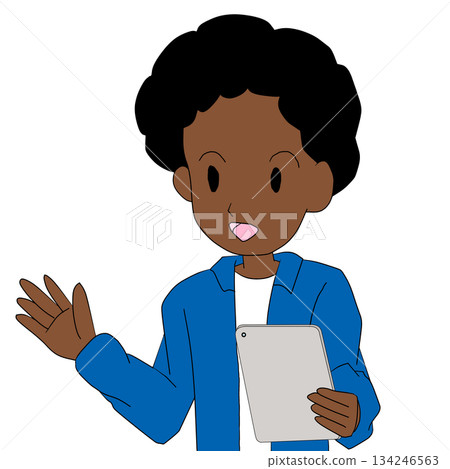 人們透過平板電腦進行交流 134246563