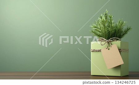 Green plant gift souvenir on small pot copy space background 134246725