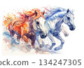 Hand-drawn horse New Year's card illustration Hand-drawn horse New Year's card illustration 134247305