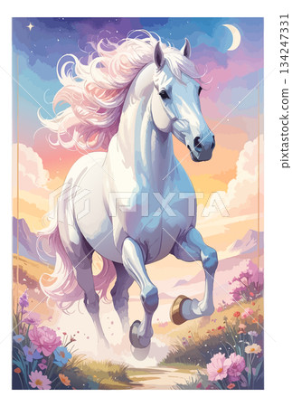 Hand-drawn horse New Year's card illustration Hand-drawn horse New Year's card illustration 134247331