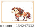 Hand-drawn horse New Year's card illustration Hand-drawn horse New Year's card illustration 134247332