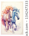 Hand-drawn horse New Year's card illustration Hand-drawn horse New Year's card illustration 134247333