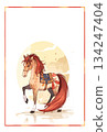 Hand-drawn horse New Year's card illustration Hand-drawn horse New Year's card illustration 134247404