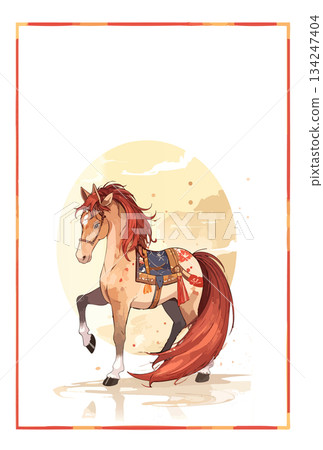 Hand-drawn horse New Year's card illustration Hand-drawn horse New Year's card illustration 134247404