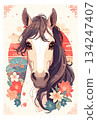 Hand-drawn horse New Year's card illustration Hand-drawn horse New Year's card illustration 134247407