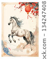 Hand-drawn horse New Year's card illustration Hand-drawn horse New Year's card illustration 134247408