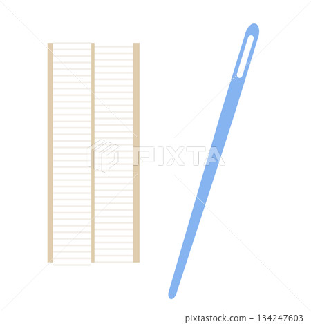 縫紉用橡皮筋和錐子的圖示材料 縫紉用橡皮筋和錐子的圖示材料 134247603