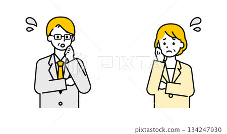 Simple senior office worker male and female _ troubled 134247930