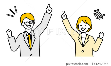 Simple senior office worker male and female _ pleased 134247936