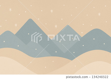 Scandinavian style winter background illustration of snow and mountains Scandinavian style winter background illustration of snow and mountains 134248322