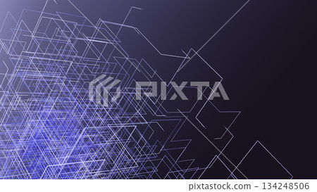 Futuristic cyber background 3d render featuring multi-shape grid with blue and purple lines 134248506
