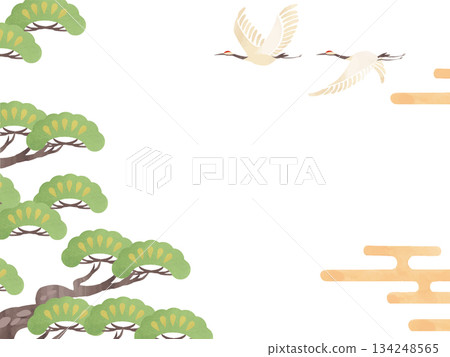 Japanese style crane and pine frame Japanese style crane and pine frame 134248565