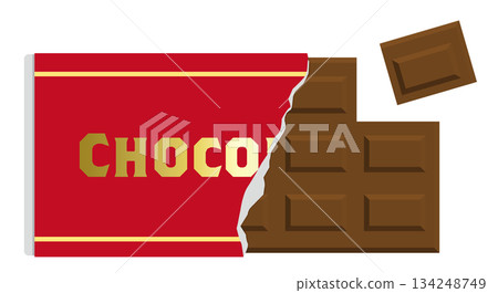 Illustration of a chocolate bar with one piece of chocolate separated. Illustration of a chocolate bar with one piece of chocolate separated. 134248749
