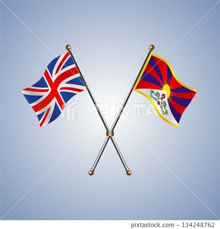 United Kingdom and Tibet flag. Vector Illustration United Kingdom and Tibet flag. Vector Illustration 134248762